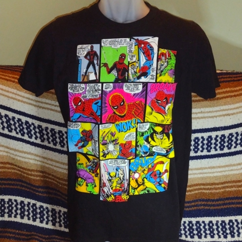 * VINTAGE * MARVEL Mad Engine X Spiderman Stories Shirt - Collector's Piece